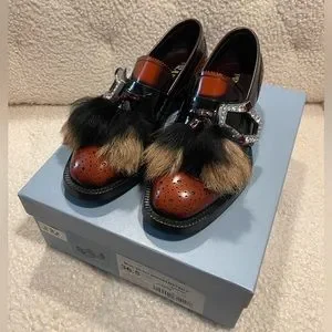 Prada | Shoes | New Prada Goat Fur Brown Black Leather  display picture 1